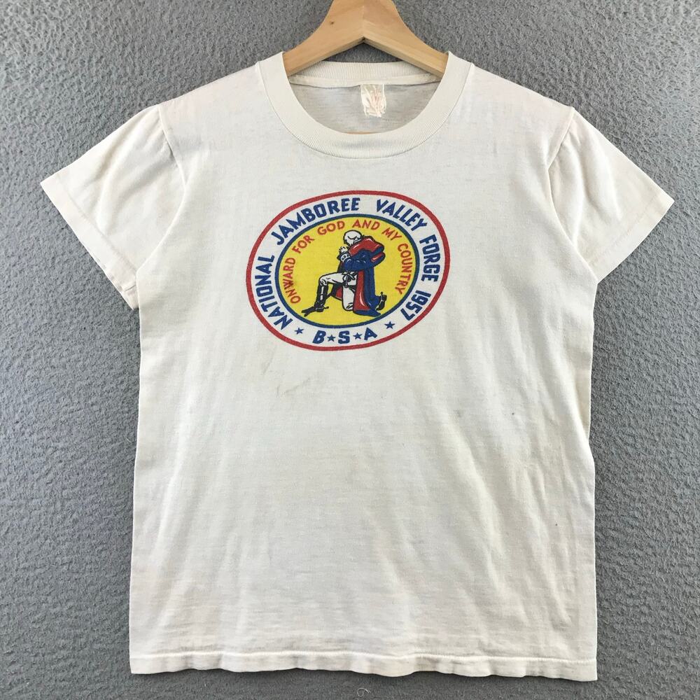 VINTAGE 1957 BOY‎ SCOUTS NATIONAL JAMBOREE VALLEY FORGE T-SHIRT YOUTH M